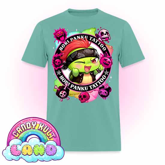 Hori Panku Tattoo Rainbow - Candy Kult Land COLOUR Men's / Unisex Classic T-Shirt - Candy Kult - Candy Cult - Candy Kult Land - Wishbone - Boo Kitty - Panku - Frosti - Toxic Kitten - Hex-Heart - Cult Candy - Cake High Heels - [product_vendor}