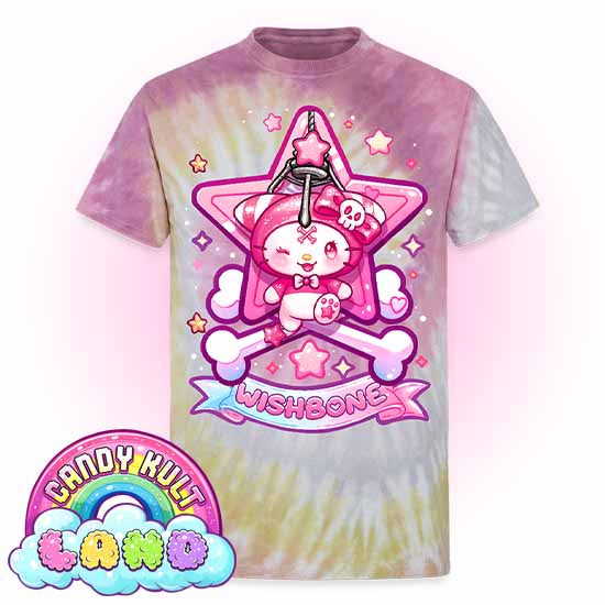 Wishbone Claw Machine Logo  - Candy Kult Land Unisex Tie Dye T-Shirt - Candy Kult - Candy Cult - Candy Kult Land - Wishbone - Boo Kitty - Panku - Frosti - Toxic Kitten - Hex-Heart - Cult Candy - Cake High Heels - [product_vendor}