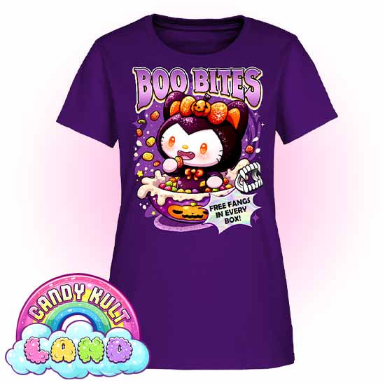 Boo Bites Cereal - Candy Kult Land Women's FITTED T-Shirt - Candy Kult - Candy Cult - Candy Kult Land - Wishbone - Boo Kitty - Panku - Frosti - Toxic Kitten - Hex-Heart - Cult Candy - Cake High Heels - [product_vendor}