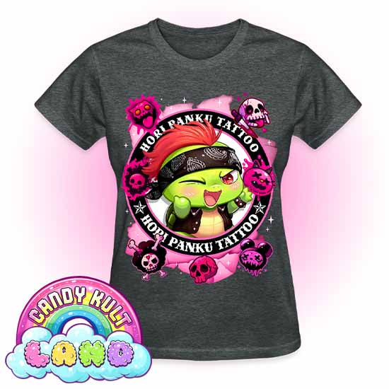 Hori Panku Tattoo Pink - Candy Kult land REGULAR FIT Ladies T-Shirt - Candy Kult - Candy Cult - Candy Kult Land - Wishbone - Boo Kitty - Panku - Frosti - Toxic Kitten - Hex-Heart - Cult Candy - Cake High Heels - [product_vendor}