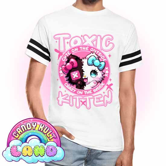Crazy On The Inside Toxic Kitten  - Candy Kult Land Men's / Unisex Vintage Sport T-Shirt - Candy Kult - Candy Cult - Candy Kult Land - Wishbone - Boo Kitty - Panku - Frosti - Toxic Kitten - Hex-Heart - Cult Candy - Cake High Heels - [product_vendor}