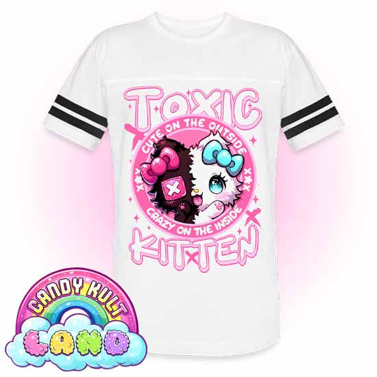 Crazy On The Inside Toxic Kitten  - Candy Kult Land Men's / Unisex Vintage Sport T-Shirt - Candy Kult - Candy Cult - Candy Kult Land - Wishbone - Boo Kitty - Panku - Frosti - Toxic Kitten - Hex-Heart - Cult Candy - Cake High Heels - [product_vendor}