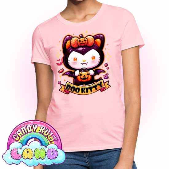 Boo Kitty - Candy Kult Land Women's FITTED T-Shirt - Candy Kult - Candy Cult - Candy Kult Land - Wishbone - Boo Kitty - Panku - Frosti - Toxic Kitten - Hex-Heart - Cult Candy - Cake High Heels - [product_vendor}