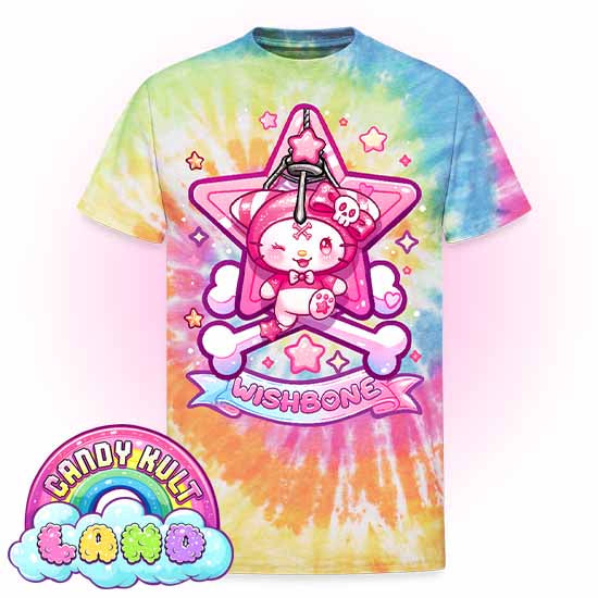 Wishbone Claw Machine Logo  - Candy Kult Land Unisex Tie Dye T-Shirt - Candy Kult - Candy Cult - Candy Kult Land - Wishbone - Boo Kitty - Panku - Frosti - Toxic Kitten - Hex-Heart - Cult Candy - Cake High Heels - [product_vendor}