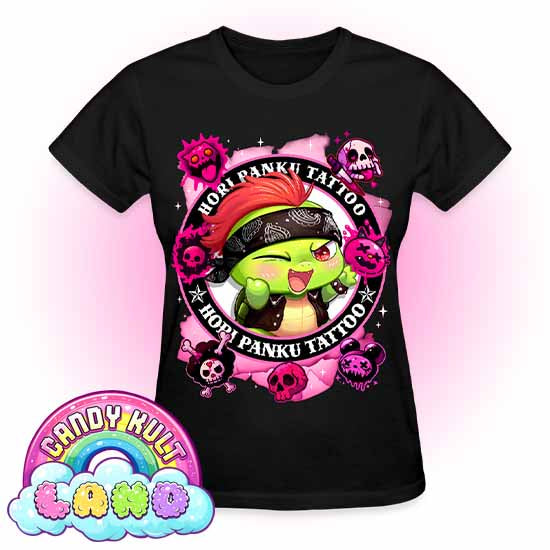 Hori Panku Tattoo Pink - Candy Kult land REGULAR FIT Ladies T-Shirt - Candy Kult - Candy Cult - Candy Kult Land - Wishbone - Boo Kitty - Panku - Frosti - Toxic Kitten - Hex-Heart - Cult Candy - Cake High Heels - [product_vendor}
