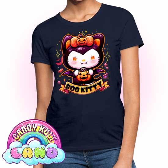 Boo Kitty - Candy Kult Land Women's FITTED T-Shirt - Candy Kult - Candy Cult - Candy Kult Land - Wishbone - Boo Kitty - Panku - Frosti - Toxic Kitten - Hex-Heart - Cult Candy - Cake High Heels - [product_vendor}