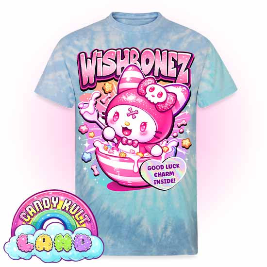 Wishbonez Cereal - Candy Kult Land Unisex Tie Dye T-Shirt - Candy Kult - Candy Cult - Candy Kult Land - Wishbone - Boo Kitty - Panku - Frosti - Toxic Kitten - Hex-Heart - Cult Candy - Cake High Heels - [product_vendor}