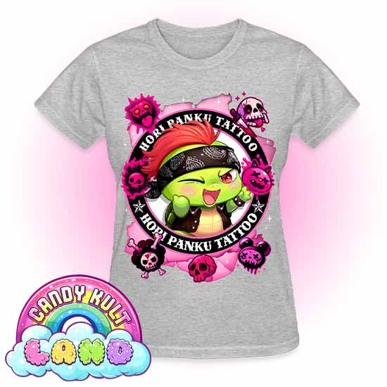 Hori Panku Tattoo Pink - Candy Kult land REGULAR FIT Ladies T-Shirt - Candy Kult - Candy Cult - Candy Kult Land - Wishbone - Boo Kitty - Panku - Frosti - Toxic Kitten - Hex-Heart - Cult Candy - Cake High Heels - [product_vendor}