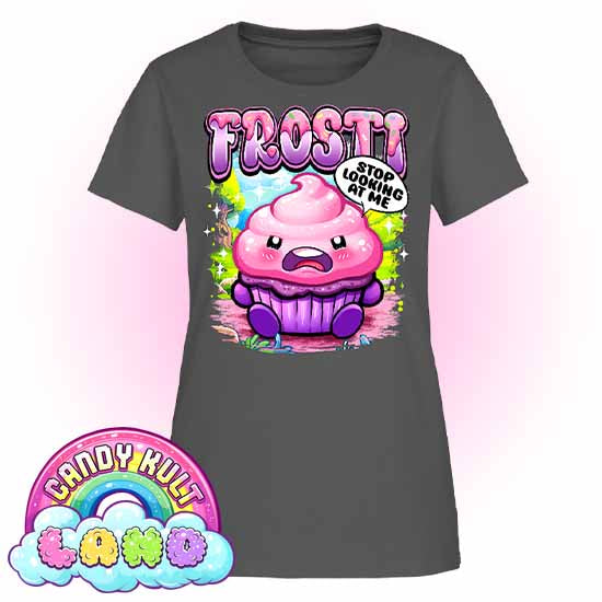 Frosti Stop Looking At Me - Candy Kult Land Women's FITTED T-Shirt - Candy Kult - Candy Cult - Candy Kult Land - Wishbone - Boo Kitty - Panku - Frosti - Toxic Kitten - Hex-Heart - Cult Candy - Cake High Heels - [product_vendor}
