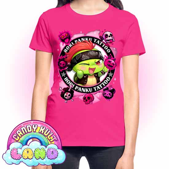 Hori Panku Tattoo Pink - Candy Kult land REGULAR FIT Ladies T-Shirt - Candy Kult - Candy Cult - Candy Kult Land - Wishbone - Boo Kitty - Panku - Frosti - Toxic Kitten - Hex-Heart - Cult Candy - Cake High Heels - [product_vendor}