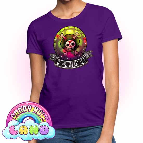 Panku Logo - Candy Kult Land Women's FITTED T-Shirt - Candy Kult - Candy Cult - Candy Kult Land - Wishbone - Boo Kitty - Panku - Frosti - Toxic Kitten - Hex-Heart - Cult Candy - Cake High Heels - [product_vendor}