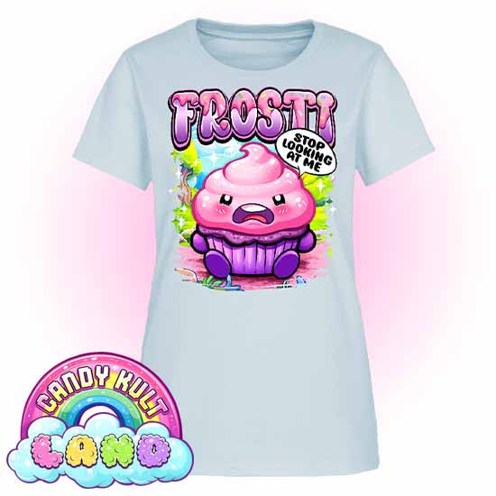 Frosti Stop Looking At Me - Candy Kult Land Women's FITTED T-Shirt - Candy Kult - Candy Cult - Candy Kult Land - Wishbone - Boo Kitty - Panku - Frosti - Toxic Kitten - Hex-Heart - Cult Candy - Cake High Heels - [product_vendor}