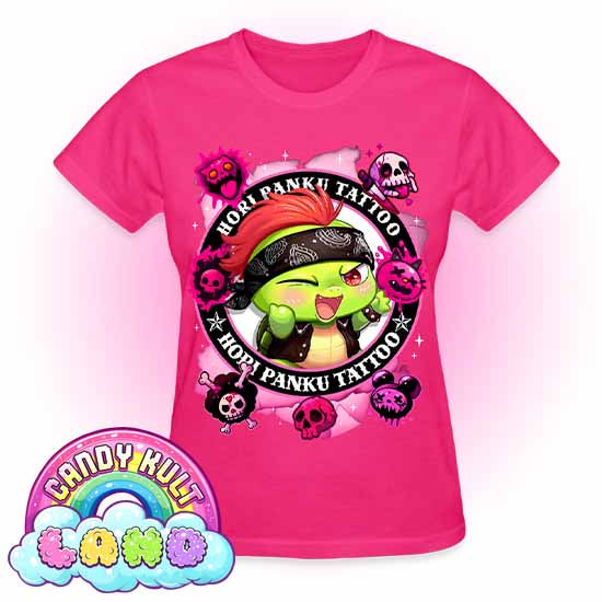 Hori Panku Tattoo Pink - Candy Kult land REGULAR FIT Ladies T-Shirt - Candy Kult - Candy Cult - Candy Kult Land - Wishbone - Boo Kitty - Panku - Frosti - Toxic Kitten - Hex-Heart - Cult Candy - Cake High Heels - [product_vendor}