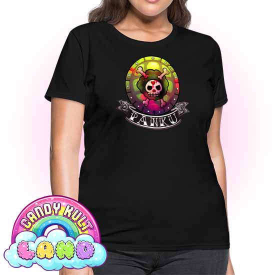 Panku Logo - Candy Kult Land Women's FITTED T-Shirt - Candy Kult - Candy Cult - Candy Kult Land - Wishbone - Boo Kitty - Panku - Frosti - Toxic Kitten - Hex-Heart - Cult Candy - Cake High Heels - [product_vendor}
