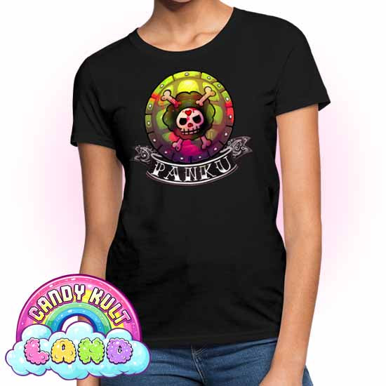 Panku Logo - Candy Kult Land Women's FITTED T-Shirt - Candy Kult - Candy Cult - Candy Kult Land - Wishbone - Boo Kitty - Panku - Frosti - Toxic Kitten - Hex-Heart - Cult Candy - Cake High Heels - [product_vendor}