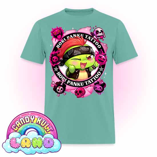 Hori Panku Tattoo Pink - Candy Kult Land COLOUR Men's / Unisex Classic T-Shirt - Candy Kult - Candy Cult - Candy Kult Land - Wishbone - Boo Kitty - Panku - Frosti - Toxic Kitten - Hex-Heart - Cult Candy - Cake High Heels - [product_vendor}