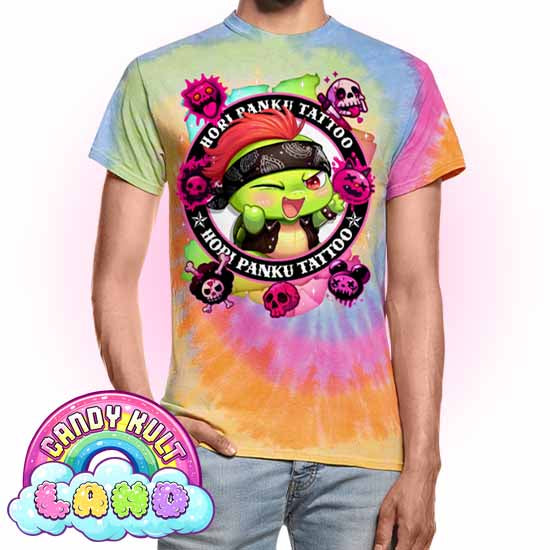 Hori Panku Tattoo Rainbow - Candy Kult Land Unisex Tie Dye T-Shirt - Candy Kult - Candy Cult - Candy Kult Land - Wishbone - Boo Kitty - Panku - Frosti - Toxic Kitten - Hex-Heart - Cult Candy - Cake High Heels - [product_vendor}