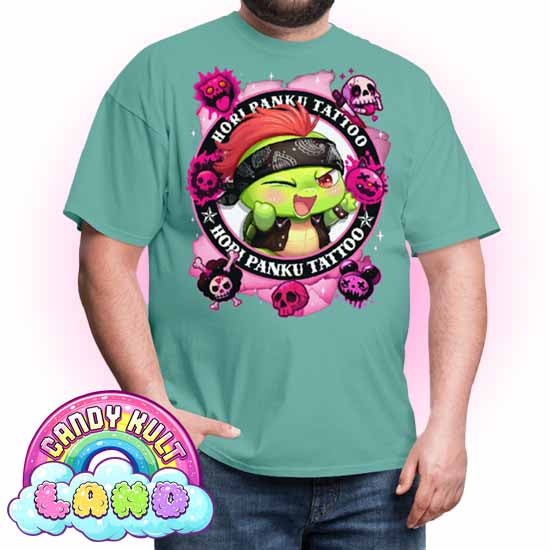 Hori Panku Tattoo Pink - Candy Kult Land COLOUR Men's / Unisex Classic T-Shirt - Candy Kult - Candy Cult - Candy Kult Land - Wishbone - Boo Kitty - Panku - Frosti - Toxic Kitten - Hex-Heart - Cult Candy - Cake High Heels - [product_vendor}