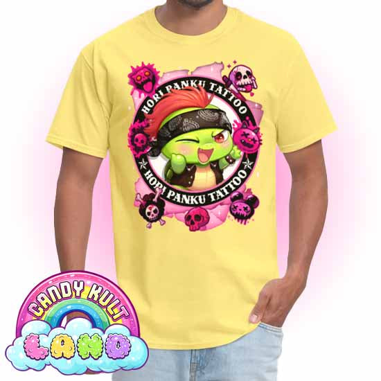 Hori Panku Tattoo Pink - Candy Kult Land COLOUR Men's / Unisex Classic T-Shirt - Candy Kult - Candy Cult - Candy Kult Land - Wishbone - Boo Kitty - Panku - Frosti - Toxic Kitten - Hex-Heart - Cult Candy - Cake High Heels - [product_vendor}
