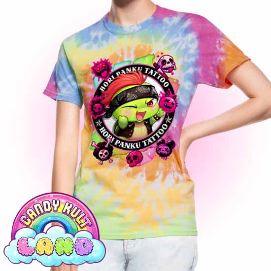 Hori Panku Tattoo Rainbow - Candy Kult Land Unisex Tie Dye T-Shirt - Candy Kult - Candy Cult - Candy Kult Land - Wishbone - Boo Kitty - Panku - Frosti - Toxic Kitten - Hex-Heart - Cult Candy - Cake High Heels - [product_vendor}