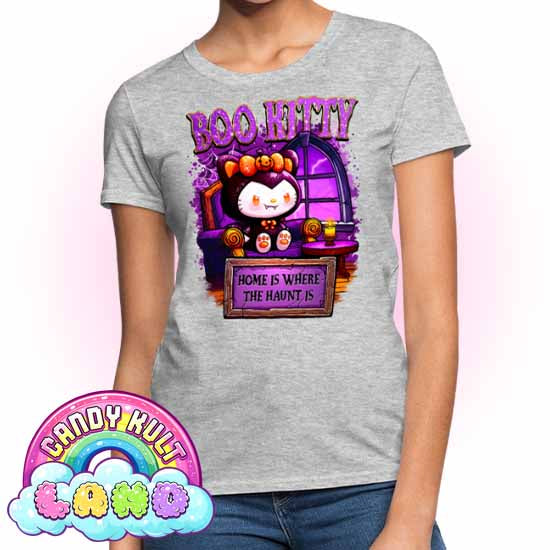 Home Is Where The Haunt Is Boo Kitty - Candy Kult land Women's FITTED T-Shirt - Candy Kult - Candy Cult - Candy Kult Land - Wishbone - Boo Kitty - Panku - Frosti - Toxic Kitten - Hex-Heart - Cult Candy - Cake High Heels - [product_vendor}
