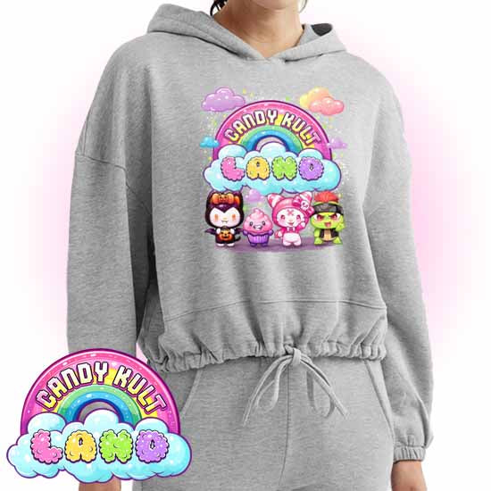Wishbone Frosti Boo & Panku - Candy Kult Land Women’s Cropped Hoodie