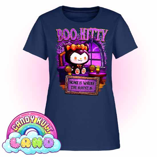 Home Is Where The Haunt Is Boo Kitty - Candy Kult land Women's FITTED T-Shirt - Candy Kult - Candy Cult - Candy Kult Land - Wishbone - Boo Kitty - Panku - Frosti - Toxic Kitten - Hex-Heart - Cult Candy - Cake High Heels - [product_vendor}