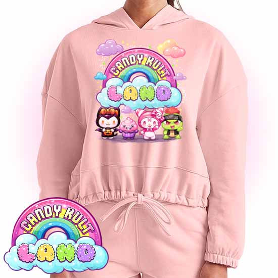 Wishbone Frosti Boo & Panku - Candy Kult Land Women’s Cropped Hoodie