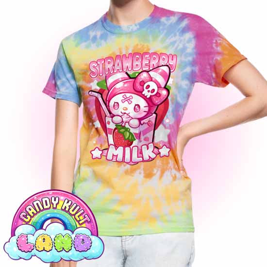 Wishbone Strawberry Milk - Candy Kult Land Unisex Tie Dye T-Shirt - Candy Kult - Candy Cult - Candy Kult Land - Wishbone - Boo Kitty - Panku - Frosti - Toxic Kitten - Hex-Heart - Cult Candy - Cake High Heels - [product_vendor}