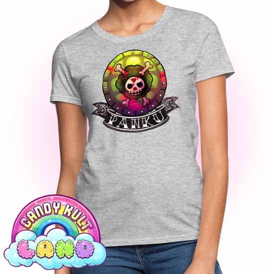 Panku Logo - Candy Kult Land Women's FITTED T-Shirt - Candy Kult - Candy Cult - Candy Kult Land - Wishbone - Boo Kitty - Panku - Frosti - Toxic Kitten - Hex-Heart - Cult Candy - Cake High Heels - [product_vendor}