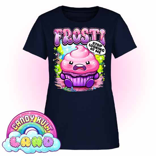 Frosti Stop Looking At Me - Candy Kult Land Women's FITTED T-Shirt - Candy Kult - Candy Cult - Candy Kult Land - Wishbone - Boo Kitty - Panku - Frosti - Toxic Kitten - Hex-Heart - Cult Candy - Cake High Heels - [product_vendor}