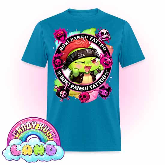 Hori Panku Tattoo Rainbow - Candy Kult Land COLOUR Men's / Unisex Classic T-Shirt - Candy Kult - Candy Cult - Candy Kult Land - Wishbone - Boo Kitty - Panku - Frosti - Toxic Kitten - Hex-Heart - Cult Candy - Cake High Heels - [product_vendor}