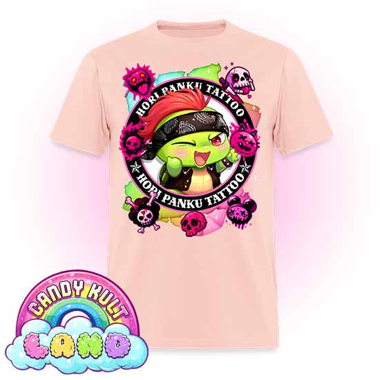 Hori Panku Tattoo Rainbow - Candy Kult Land COLOUR Men's / Unisex Classic T-Shirt - Candy Kult - Candy Cult - Candy Kult Land - Wishbone - Boo Kitty - Panku - Frosti - Toxic Kitten - Hex-Heart - Cult Candy - Cake High Heels - [product_vendor}
