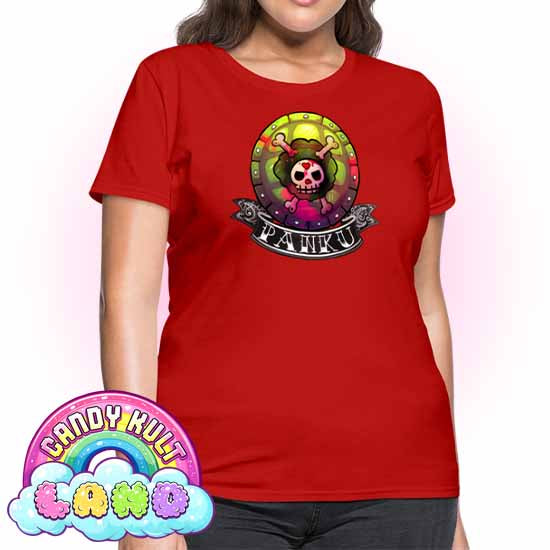 Panku Logo - Candy Kult Land Women's FITTED T-Shirt - Candy Kult - Candy Cult - Candy Kult Land - Wishbone - Boo Kitty - Panku - Frosti - Toxic Kitten - Hex-Heart - Cult Candy - Cake High Heels - [product_vendor}