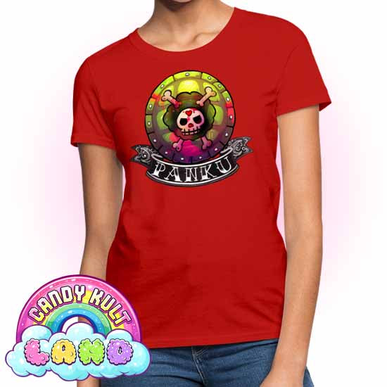 Panku Logo - Candy Kult Land Women's FITTED T-Shirt - Candy Kult - Candy Cult - Candy Kult Land - Wishbone - Boo Kitty - Panku - Frosti - Toxic Kitten - Hex-Heart - Cult Candy - Cake High Heels - [product_vendor}