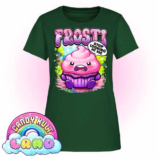 Frosti Stop Looking At Me - Candy Kult Land Women's FITTED T-Shirt - Candy Kult - Candy Cult - Candy Kult Land - Wishbone - Boo Kitty - Panku - Frosti - Toxic Kitten - Hex-Heart - Cult Candy - Cake High Heels - [product_vendor}