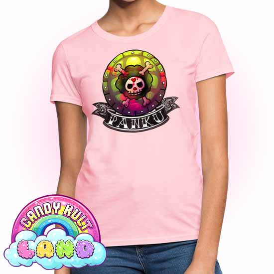 Panku Logo - Candy Kult Land Women's FITTED T-Shirt - Candy Kult - Candy Cult - Candy Kult Land - Wishbone - Boo Kitty - Panku - Frosti - Toxic Kitten - Hex-Heart - Cult Candy - Cake High Heels - [product_vendor}