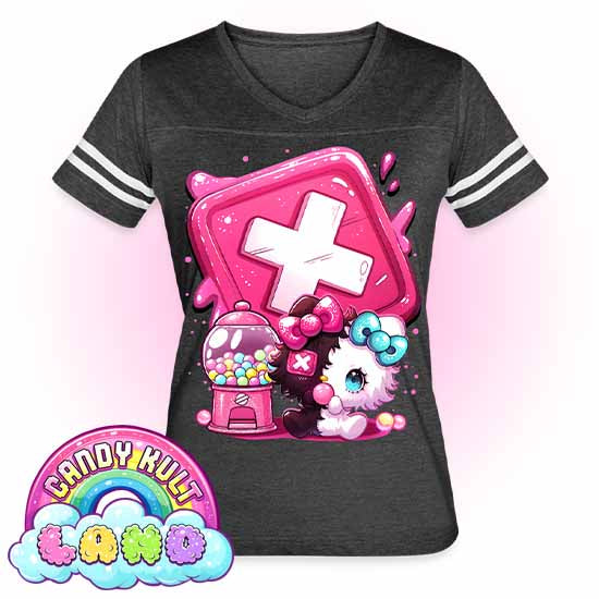 Toxic Kitten Bubble Gum Logo - Candy Kult Land Women’s Vintage Sport T-Shirt - Candy Kult - Candy Cult - Candy Kult Land - Wishbone - Boo Kitty - Panku - Frosti - Toxic Kitten - Hex-Heart - Cult Candy - Cake High Heels - [product_vendor}