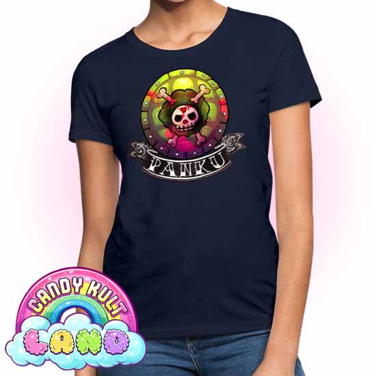 Panku Logo - Candy Kult Land Women's FITTED T-Shirt - Candy Kult - Candy Cult - Candy Kult Land - Wishbone - Boo Kitty - Panku - Frosti - Toxic Kitten - Hex-Heart - Cult Candy - Cake High Heels - [product_vendor}