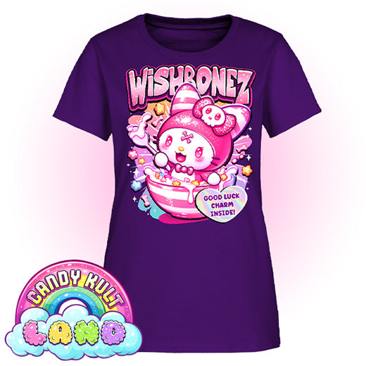 Wishbonez Cereal - Candy kult Land Women's FITTED T-Shirt - Candy Kult - Candy Cult - Candy Kult Land - Wishbone - Boo Kitty - Panku - Frosti - Toxic Kitten - Hex-Heart - Cult Candy - Cake High Heels - [product_vendor}