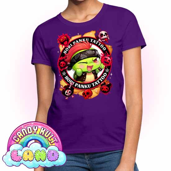 Hori Panku Tattoo - Candy Kult Land Women's FITTED T-Shirt - Candy Kult - Candy Cult - Candy Kult Land - Wishbone - Boo Kitty - Panku - Frosti - Toxic Kitten - Hex-Heart - Cult Candy - Cake High Heels - [product_vendor}