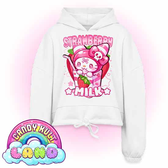 Wishbone Strawberry Milk - Candy Kult Land Women’s Cropped Hoodie