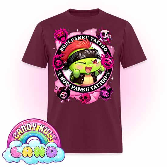 Hori Panku Tattoo Pink - Candy Kult Land COLOUR Men's / Unisex Classic T-Shirt - Candy Kult - Candy Cult - Candy Kult Land - Wishbone - Boo Kitty - Panku - Frosti - Toxic Kitten - Hex-Heart - Cult Candy - Cake High Heels - [product_vendor}