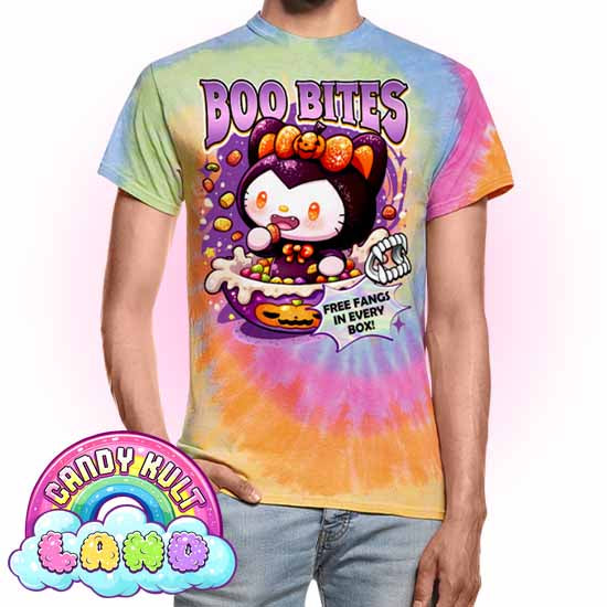 Boo Bites Cereal - Candy Kult Land Unisex Tie Dye T-Shirt - Candy Kult - Candy Cult - Candy Kult Land - Wishbone - Boo Kitty - Panku - Frosti - Toxic Kitten - Hex-Heart - Cult Candy - Cake High Heels - [product_vendor}