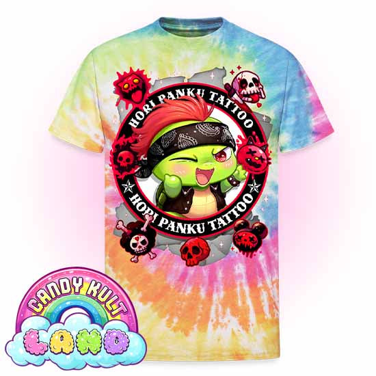 Hori Panku Tattoo Black - Candy Kult Land Unisex Tie Dye T-Shirt - Candy Kult - Candy Cult - Candy Kult Land - Wishbone - Boo Kitty - Panku - Frosti - Toxic Kitten - Hex-Heart - Cult Candy - Cake High Heels - [product_vendor}