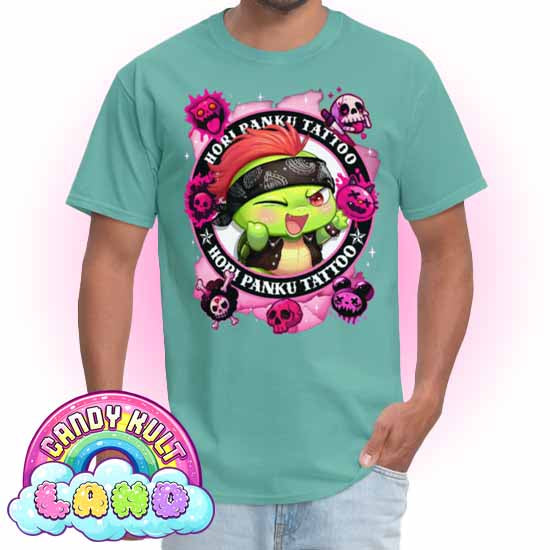 Hori Panku Tattoo Pink - Candy Kult Land COLOUR Men's / Unisex Classic T-Shirt - Candy Kult - Candy Cult - Candy Kult Land - Wishbone - Boo Kitty - Panku - Frosti - Toxic Kitten - Hex-Heart - Cult Candy - Cake High Heels - [product_vendor}