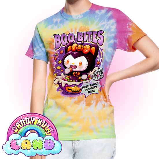 Boo Bites Cereal - Candy Kult Land Unisex Tie Dye T-Shirt - Candy Kult - Candy Cult - Candy Kult Land - Wishbone - Boo Kitty - Panku - Frosti - Toxic Kitten - Hex-Heart - Cult Candy - Cake High Heels - [product_vendor}