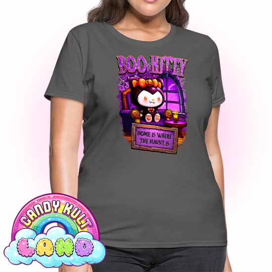 Home Is Where The Haunt Is Boo Kitty - Candy Kult land Women's FITTED T-Shirt - Candy Kult - Candy Cult - Candy Kult Land - Wishbone - Boo Kitty - Panku - Frosti - Toxic Kitten - Hex-Heart - Cult Candy - Cake High Heels - [product_vendor}