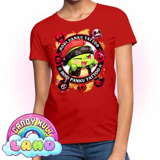 Hori Panku Tattoo - Candy Kult Land Women's FITTED T-Shirt - Candy Kult - Candy Cult - Candy Kult Land - Wishbone - Boo Kitty - Panku - Frosti - Toxic Kitten - Hex-Heart - Cult Candy - Cake High Heels - [product_vendor}