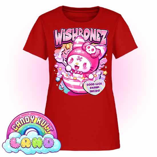 Wishbonez Cereal - Candy kult Land Women's FITTED T-Shirt - Candy Kult - Candy Cult - Candy Kult Land - Wishbone - Boo Kitty - Panku - Frosti - Toxic Kitten - Hex-Heart - Cult Candy - Cake High Heels - [product_vendor}